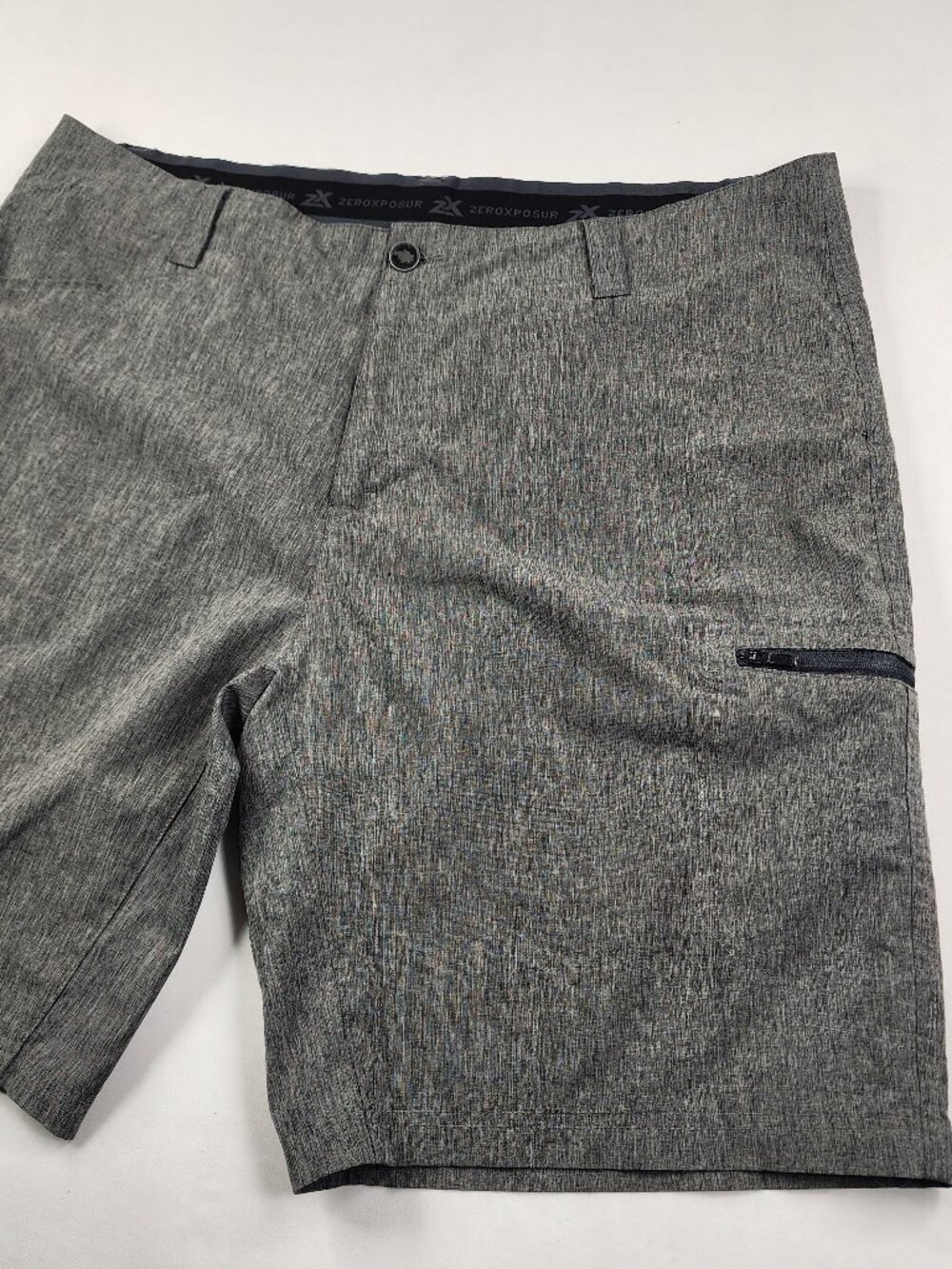 ZeroXposur Mens 38 Gray Travel Series Hybrid Stretch Golf Shorts Flaw Good